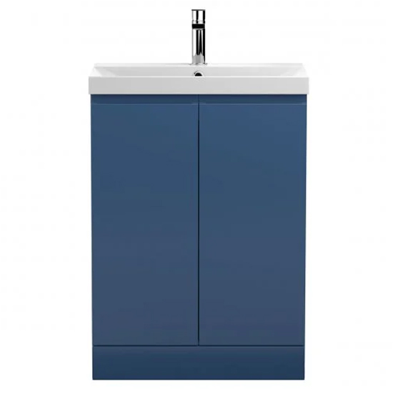 Urfa 60cm 2 Doors Vanity With Thin Edged Basin In Satin Blue