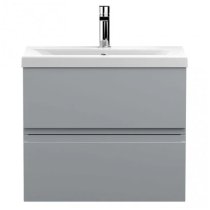 Urfa 60cm Wall Hung Vanity With Mid Edged Basin In Satin Grey