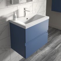 Urfa 50cm Wall Hung Vanity With Mid Edged Basin In Satin Blue