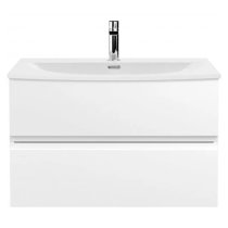 Urfa 80cm Wall Hung Vanity With Curved Basin In Satin White