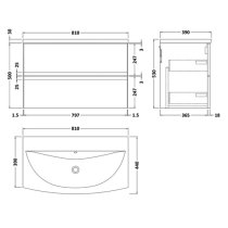 Urfa 80cm Wall Hung Vanity With Curved Basin In Satin White