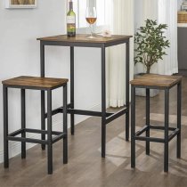 Gulf Wooden Pub Style High Bar Table In Rustic Brown