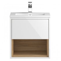 Casita 50cm Wall Vanity With Minimalist Basin In Gloss White