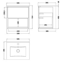 Casita 50cm Wall Vanity With Minimalist Basin In Gloss White