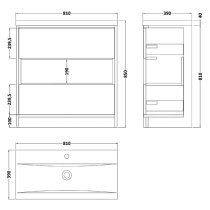 Casita 80cm Floor Vanity With Mid Edged Basin In Gloss White