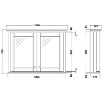 Ocala 105cm Mirrored Cabinet In Timeless Sand With 2 Doors