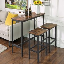 Gulf Narrow Wooden Bar Table In Rustic Brown