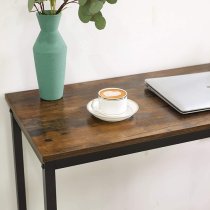 Gulf Narrow Wooden Bar Table In Rustic Brown