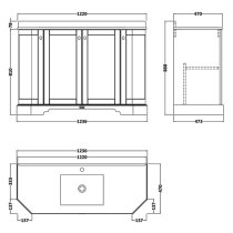 Ocala 122cm Angled Vanity With 1TH White Marble Basin In Grey