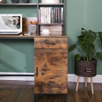 Kohler Wooden Computer Desk With Bookshelf In Rustic Brown