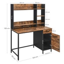 Kohler Wooden Computer Desk With Bookshelf In Rustic Brown