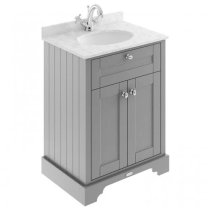 Ocala 62cm Floor Vanity With 1TH Grey Marble Basin In Grey