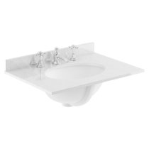 Ocala 62cm Floor Vanity With 3TH White Marble Basin In Sand