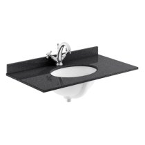 Ocala 82cm Floor Vanity With 1TH Black Marble Basin In Grey