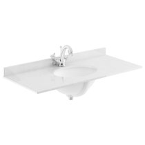 Ocala 102cm Floor Vanity With 1TH White Marble Basin In Grey