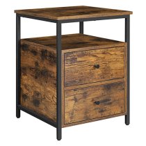 Kearney Wooden 2 Drawers Bedside Cabinet In Rustic Brown