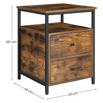 Kearney Wooden 2 Drawers Bedside Cabinet In Rustic Brown