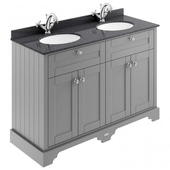 Ocala 122cm Floor Vanity With 1TH Black Marble Basin In Grey