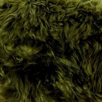 Bovril Sheepskin Stool With Black Metal Legs In Olive Green