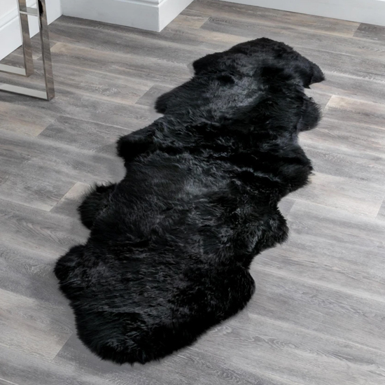 Ladson Double Sheepskin Rug In Black