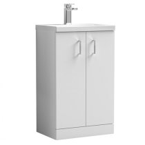 Arna 50cm Vanity Unit With Polymarble Basin In Gloss White