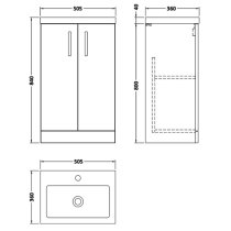 Arna 50cm Vanity Unit With Polymarble Basin In Gloss White