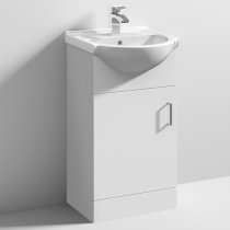 Mayetta 45cm Floor Vanity Unit With Round Basin In Gloss White