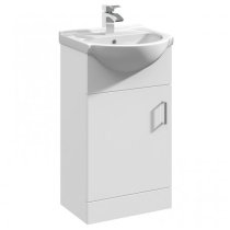 Mayetta 45cm Floor Vanity Unit With Round Basin In Gloss White