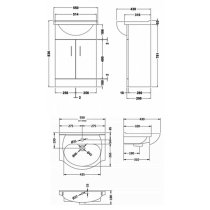 Mayetta 55cm Floor Vanity Unit With Round Basin In Gloss White