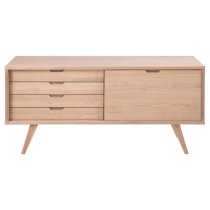 Alisto Wooden Sideboard With 1 Door 4 Drawers In Oak White