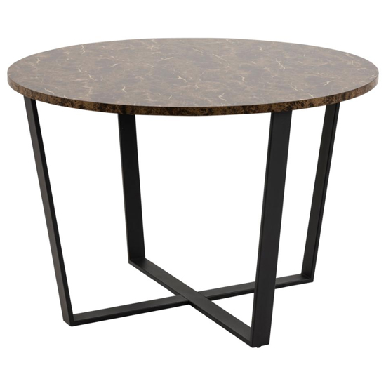 Altoona Wooden Dining Table Round In Brown Marble Effect