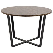 Altoona Wooden Dining Table Round In Brown Marble Effect