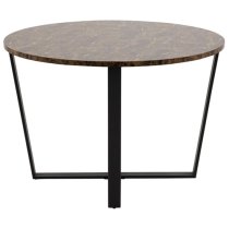 Altoona Wooden Dining Table Round In Brown Marble Effect