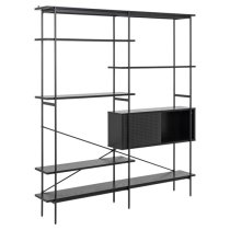 Avila Wooden Bookcase With 5 Shelves 1 Door In Ash Black