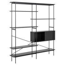 Avila Wooden Bookcase With 5 Shelves 1 Door In Ash Black