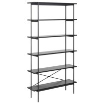 Avila Wooden Bookcase With 5 Shelves In Ash Black