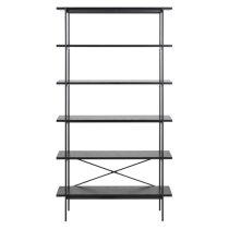 Avila Wooden Bookcase With 5 Shelves In Ash Black