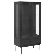 Avila Wooden Display Cabinet With 2 Doors In Ash Black