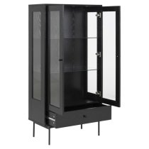 Avila Wooden Display Cabinet With 2 Doors In Ash Black