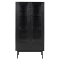 Avila Wooden Display Cabinet With 2 Doors In Ash Black