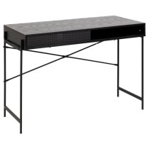 Avila Wooden Computer Desk With Sliding Door In Ash Black