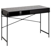 Avila Wooden Computer Desk With Sliding Door In Ash Black