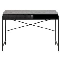 Avila Wooden Computer Desk With Sliding Door In Ash Black