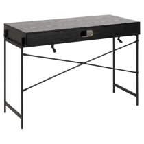 Avila Wooden Computer Desk With Sliding Door In Ash Black