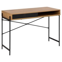 Avila Wooden Computer Desk With Sliding Door In Matt Wild Oak