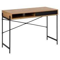 Avila Wooden Computer Desk With Sliding Door In Matt Wild Oak