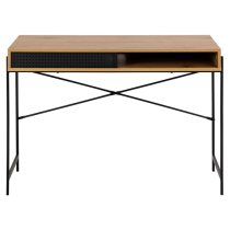 Avila Wooden Computer Desk With Sliding Door In Matt Wild Oak