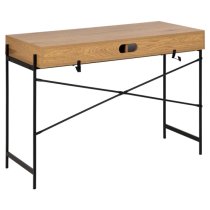 Avila Wooden Computer Desk With Sliding Door In Matt Wild Oak