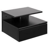 Ashanti Wall Hung Wooden Bedside Cabinet In Black