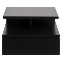 Ashanti Wall Hung Wooden Bedside Cabinet In Black